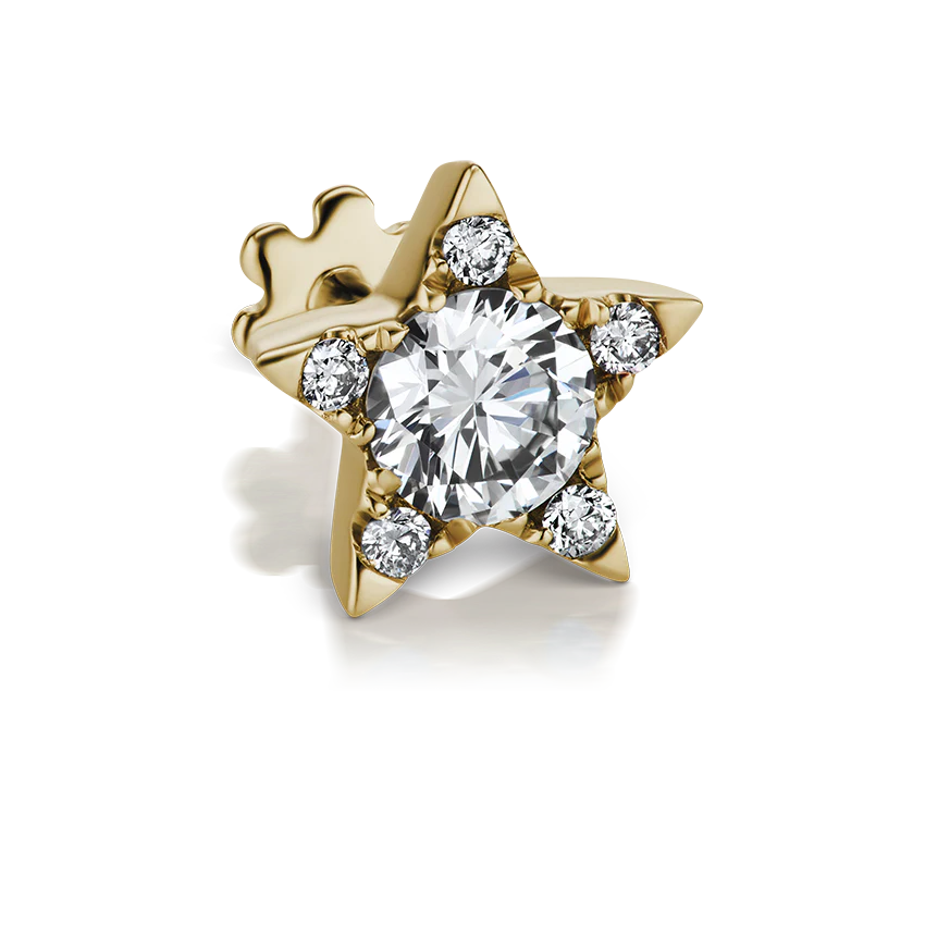 Diamond Star Threaded Stud Earring With Titanium Backing - Image 25