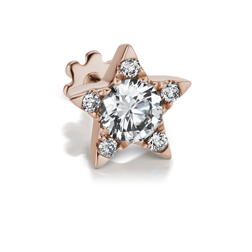 Diamond Star Threaded Stud Earring With Titanium Backing - Image 38