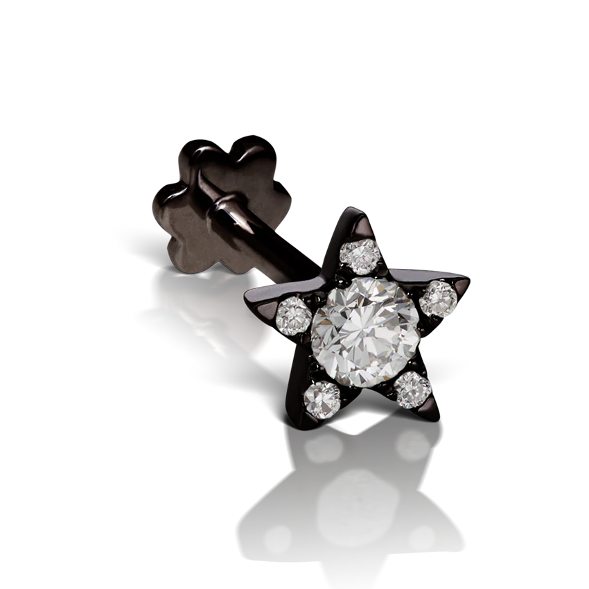 Diamond Star Threaded Stud Earring With Titanium Backing - Image 41