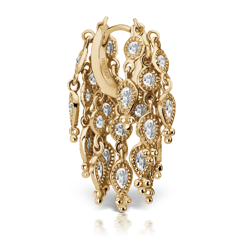 Diamond Tassel Eternity Hoop Earring - Image 10