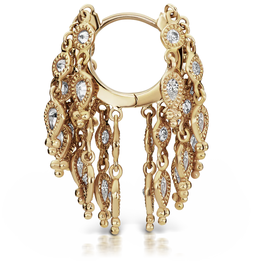 Diamond Tassel Eternity Hoop Earring - Image 14