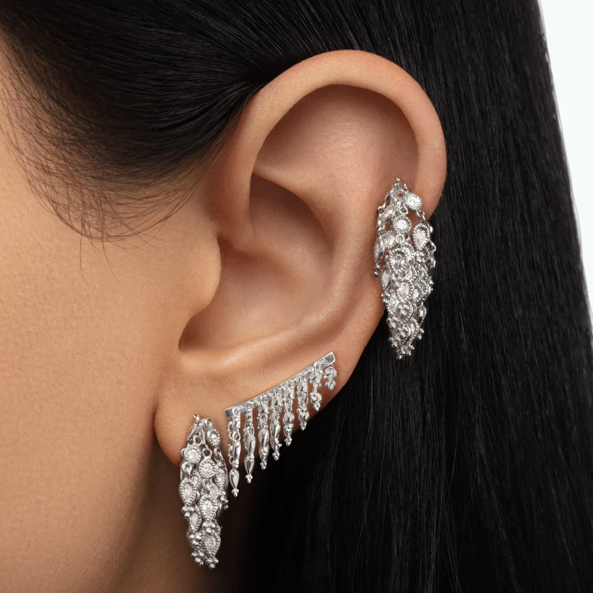 Diamond Tassel Eternity Hoop Earring - Image 16