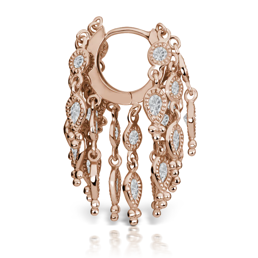 Diamond Tassel Eternity Hoop Earring - Image 19