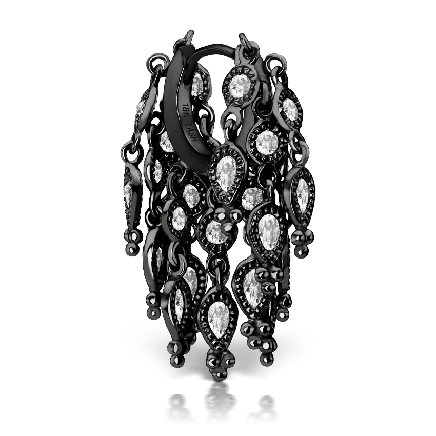 Diamond Tassel Eternity Hoop Earring - Image 26