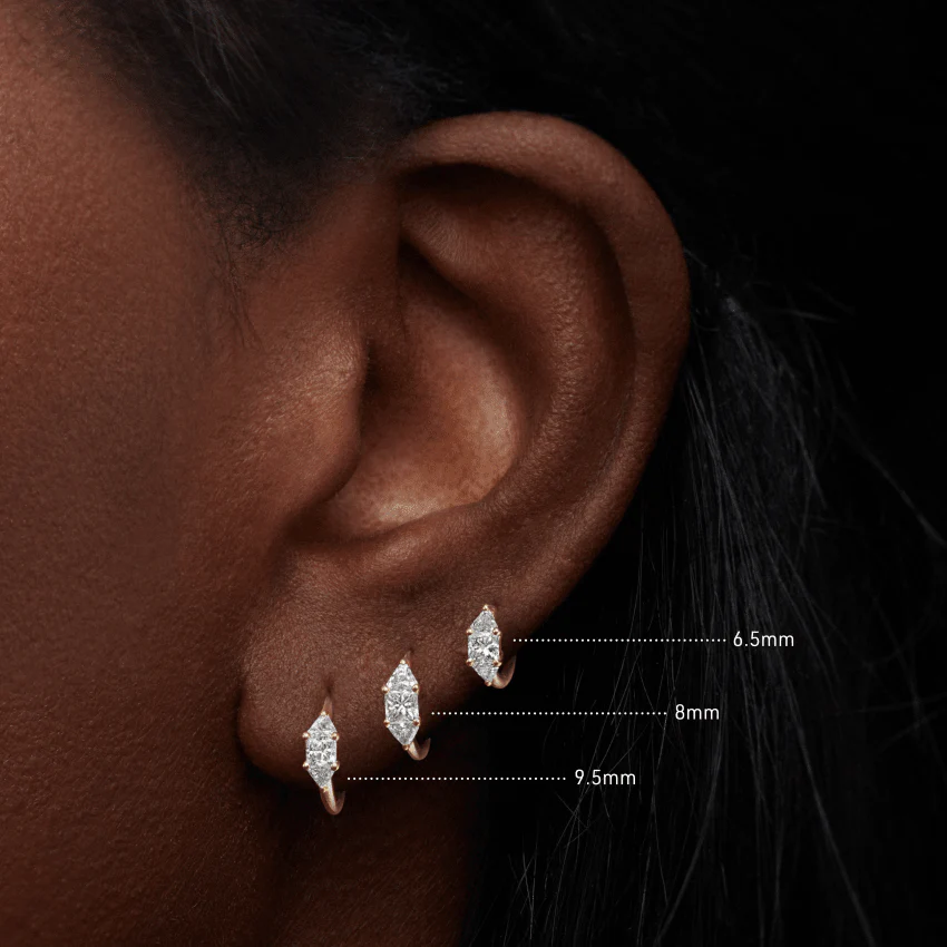 3mm Diamond Princess Triangle Hoop Earring (Non-Rotating) - Image 20