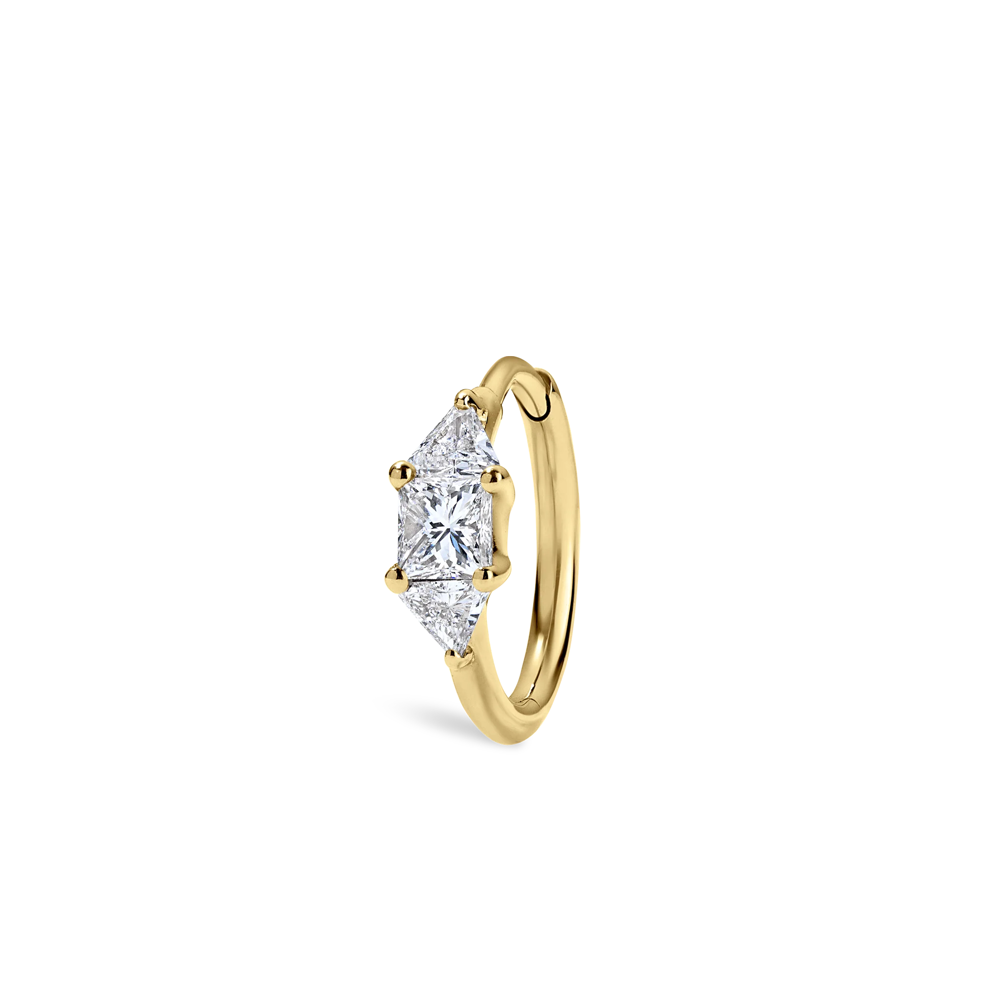 3mm Diamond Princess Triangle Hoop Earring (Non-Rotating) - Image 40