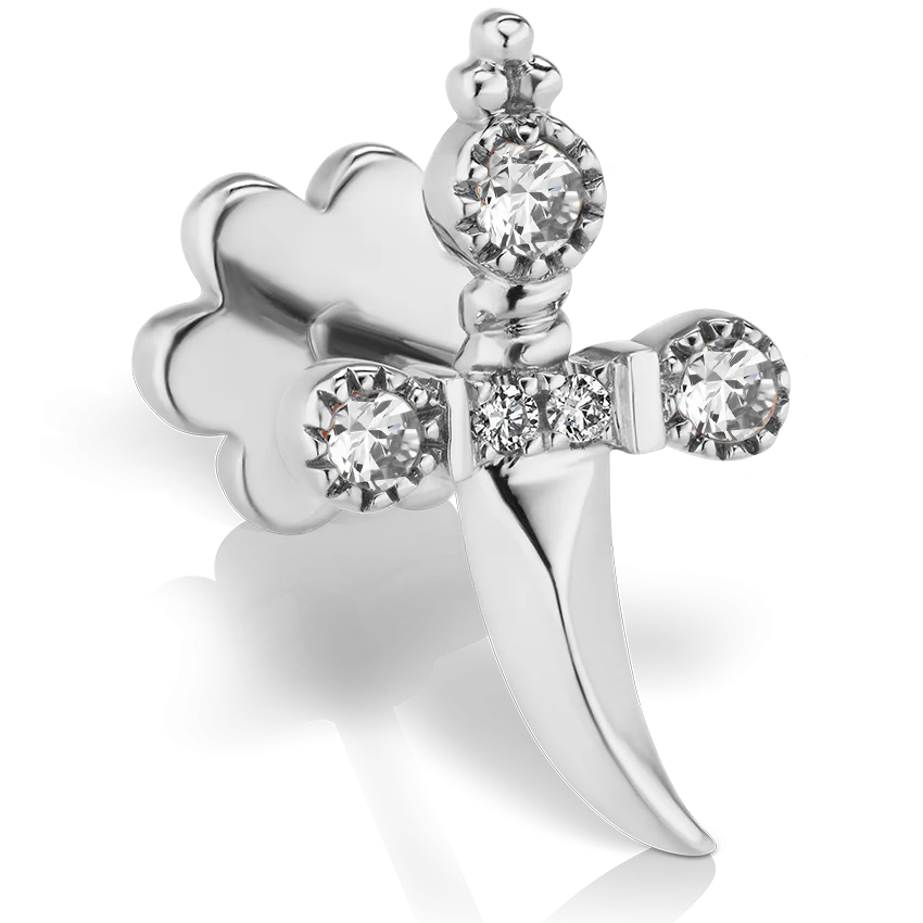 Diamond Trinity Hilt Dagger Threaded Stud With Titanium Backing - Image 3