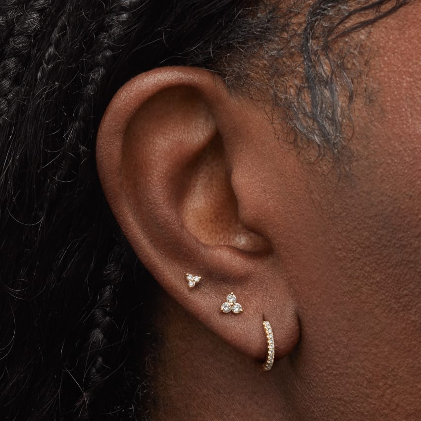 Diamond Trinity Stud Earring - Image 6
