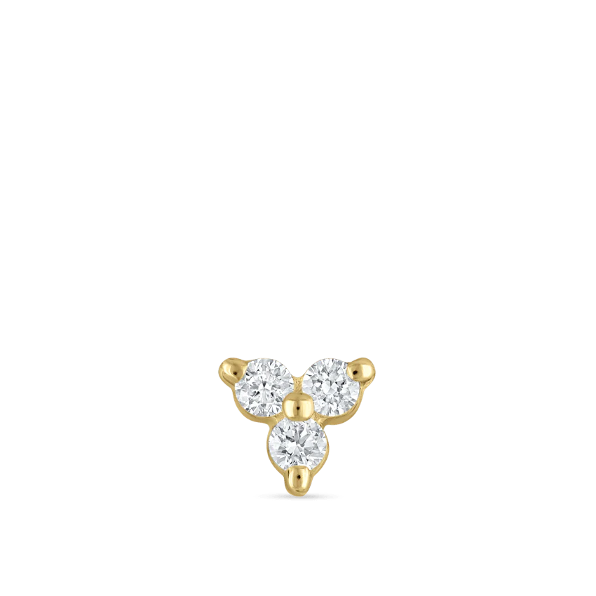 Diamond Trinity Threaded Stud Earring With Titanium Backing - Image 12