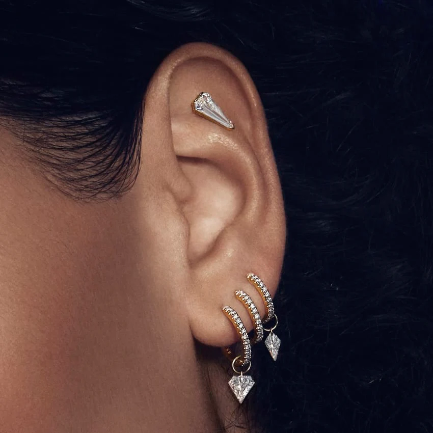 Diamond Triple Linked Eternity Hoop Earring and Cuffs - Image 27