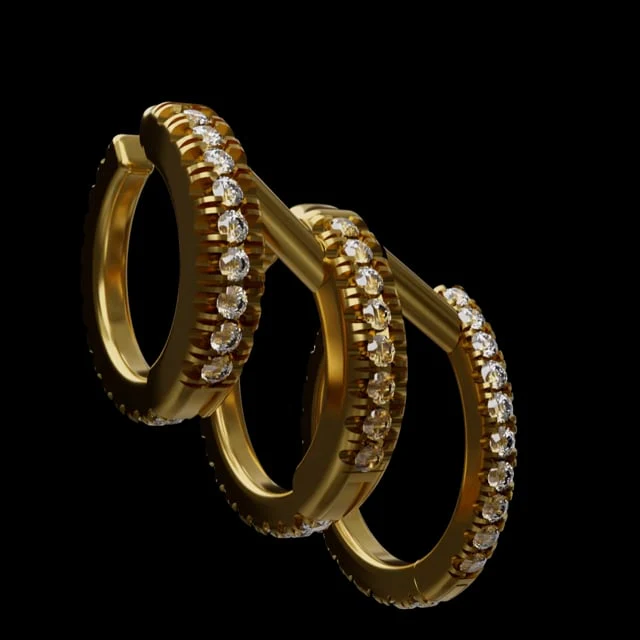 Diamond Triple Linked Eternity Hoop Earring and Cuffs - Image 28
