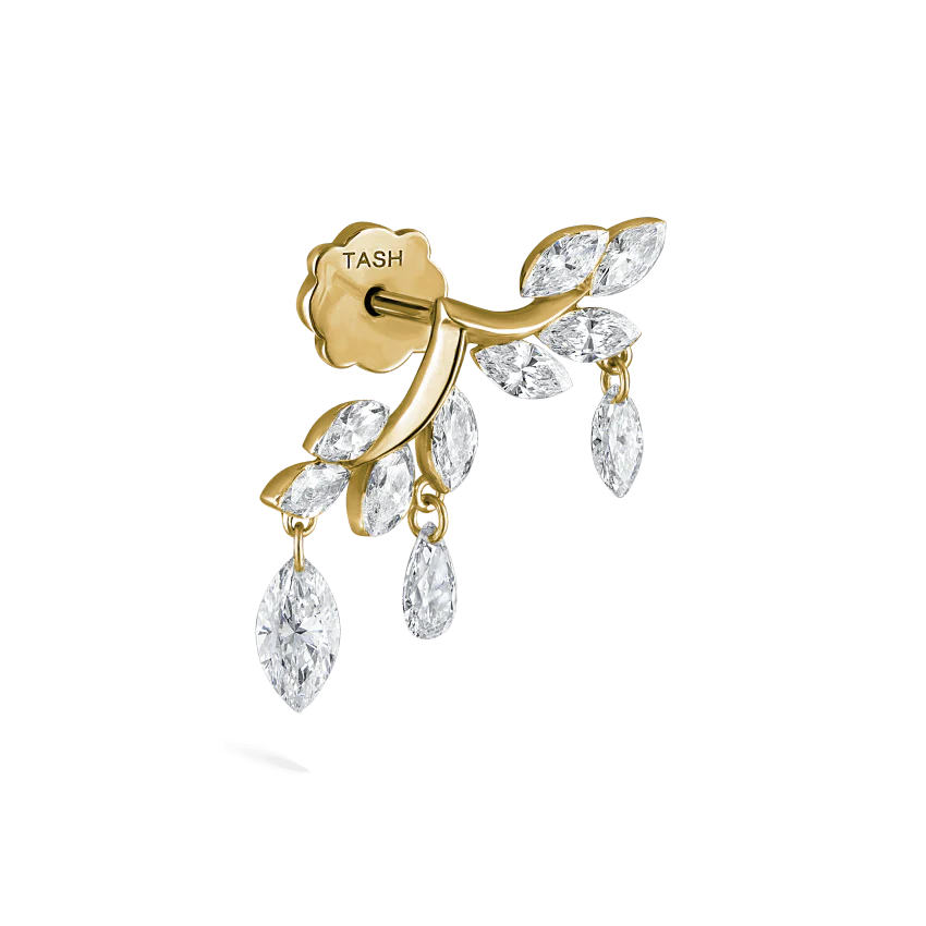 Diamond Vine Garland Threaded Stud Earring - Image 15