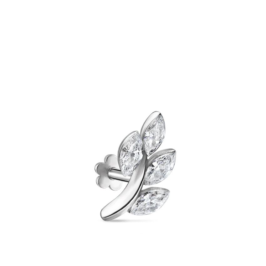 Diamond Vine Threaded Stud Earring With Titanium Backing - Image 14