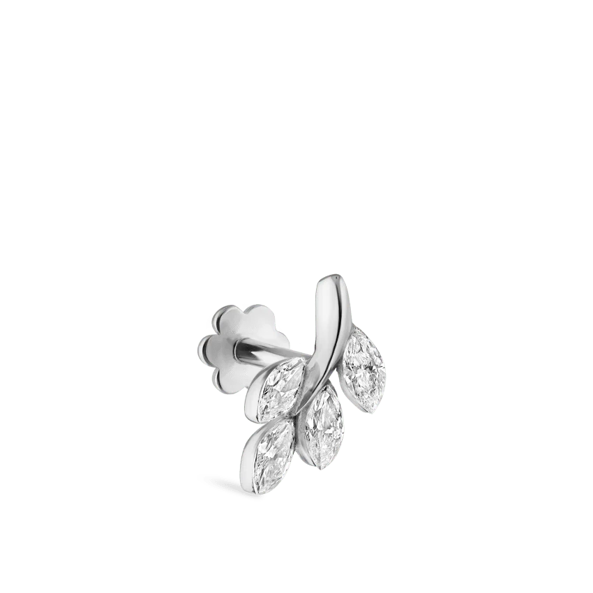 Diamond Vine Threaded Stud Earring With Titanium Backing - Image 19
