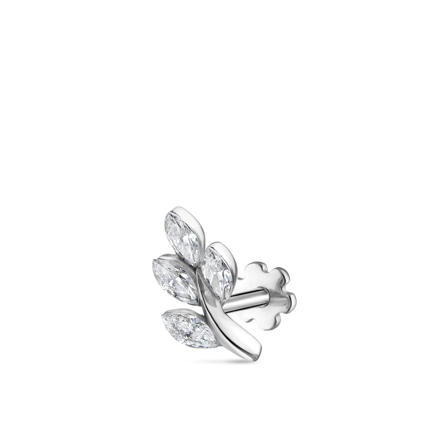 Diamond Vine Threaded Stud Earring With Titanium Backing - Image 21