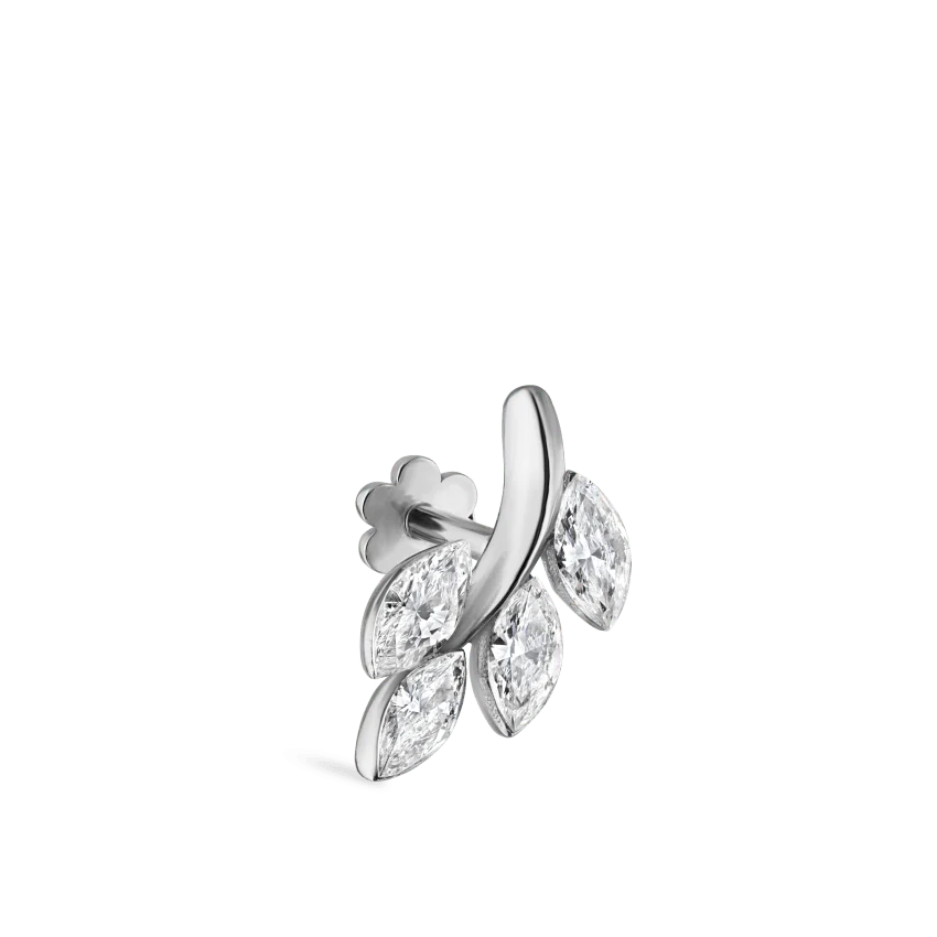 Diamond Vine Threaded Stud Earring With Titanium Backing - Image 2