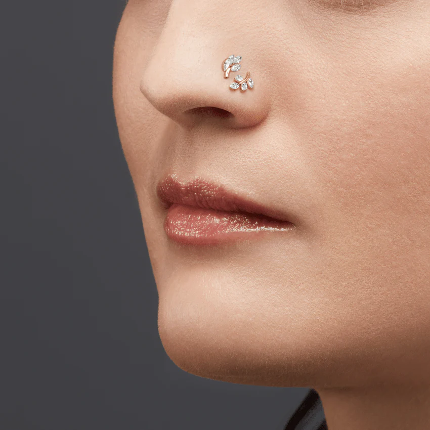 Diamond Vine Threaded Stud Earring With Titanium Backing - Image 24