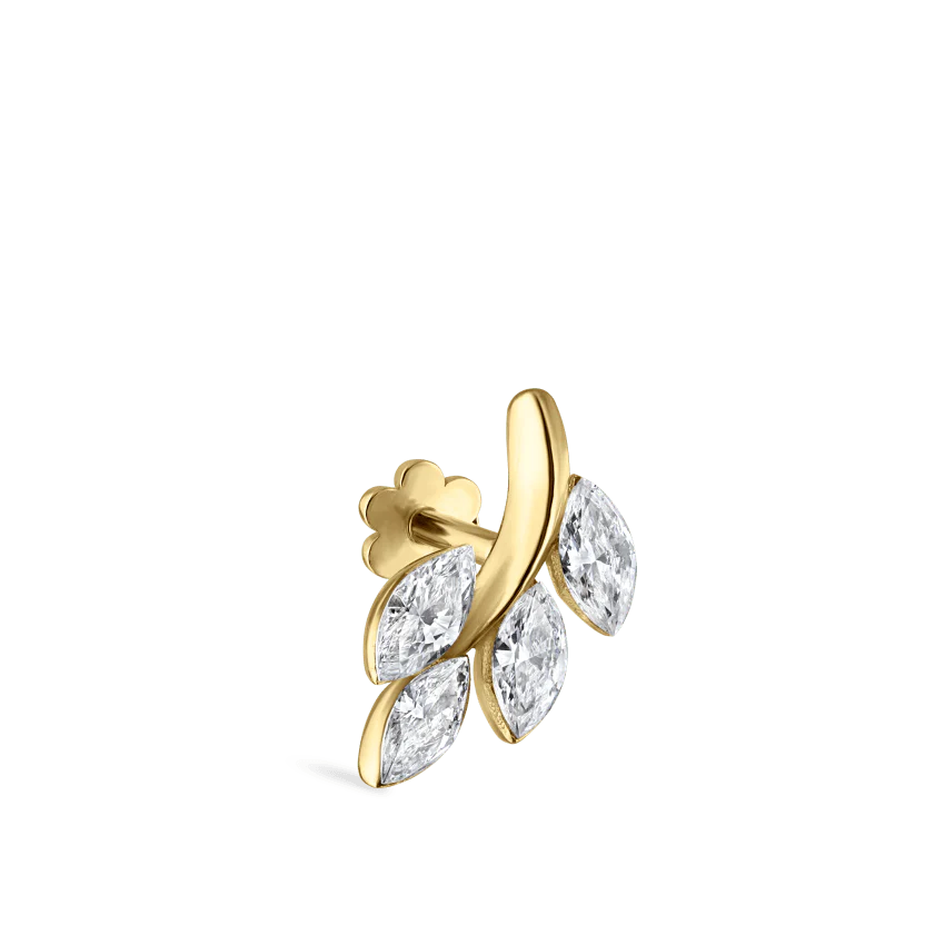 Diamond Vine Threaded Stud Earring With Titanium Backing - Image 35