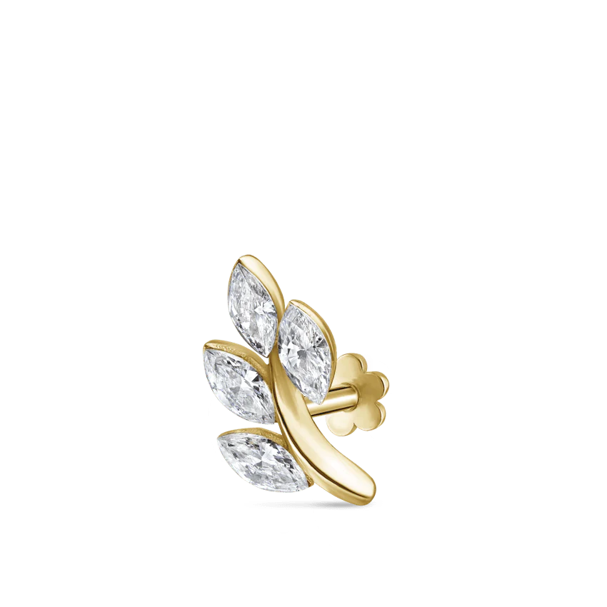 Diamond Vine Threaded Stud Earring With Titanium Backing - Image 38