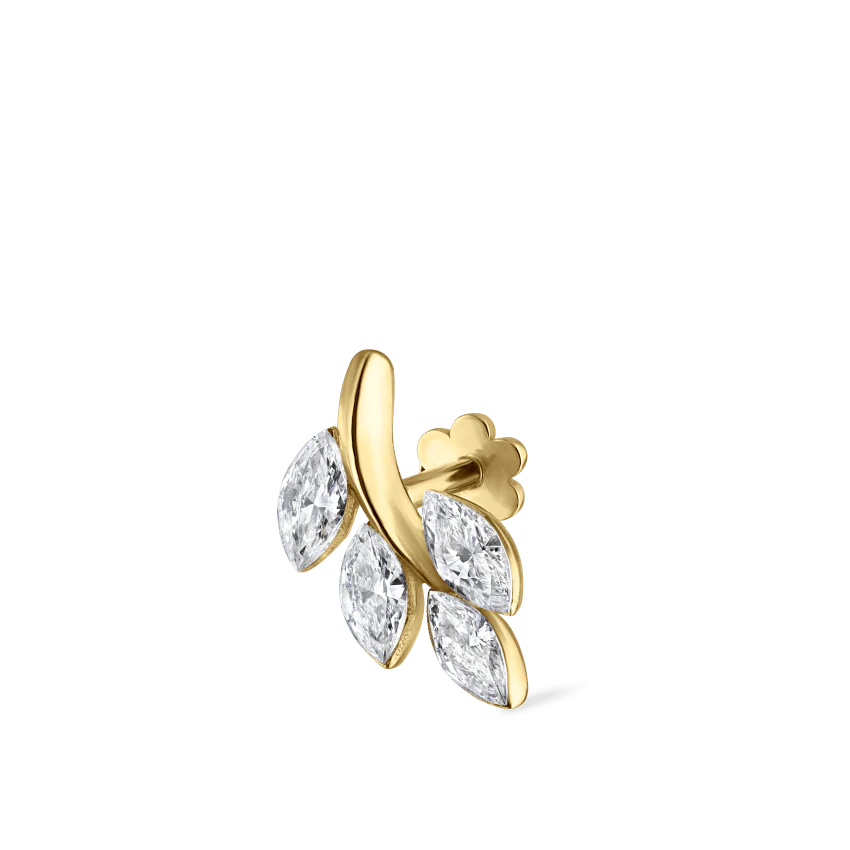 Diamond Vine Threaded Stud Earring With Titanium Backing - Image 41