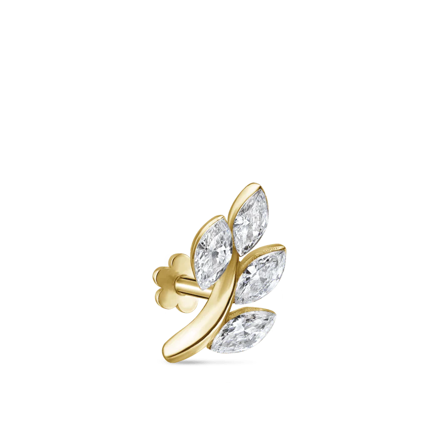 Diamond Vine Threaded Stud Earring With Titanium Backing - Image 45