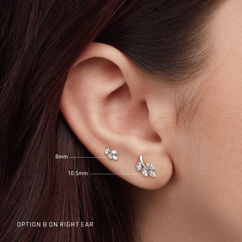 Diamond Vine Threaded Stud Earring With Titanium Backing - Image 49