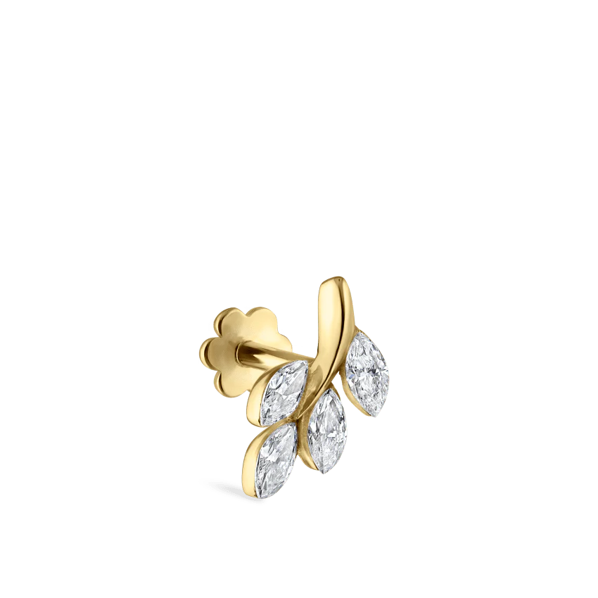 Diamond Vine Threaded Stud Earring With Titanium Backing - Image 50