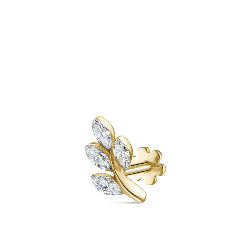 Diamond Vine Threaded Stud Earring With Titanium Backing - Image 52