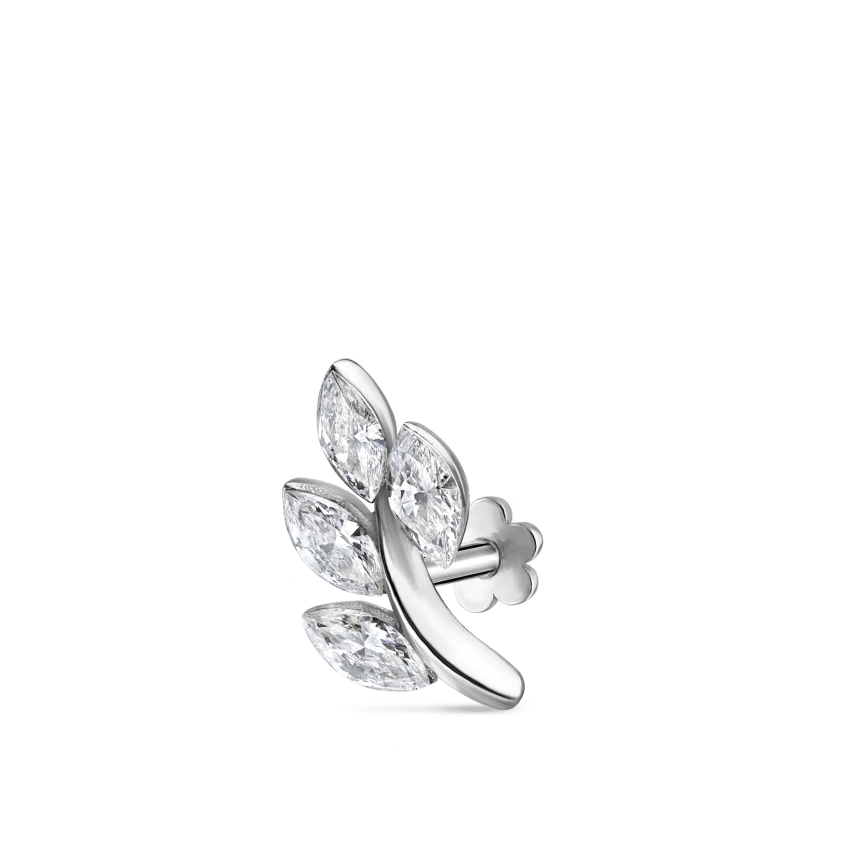 Diamond Vine Threaded Stud Earring With Titanium Backing - Image 5