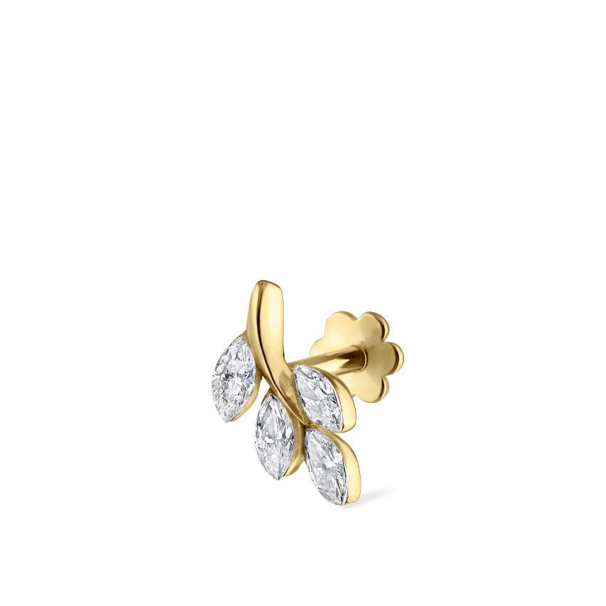Diamond Vine Threaded Stud Earring With Titanium Backing - Image 59