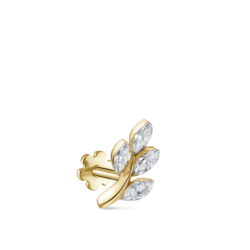 Diamond Vine Threaded Stud Earring With Titanium Backing - Image 61