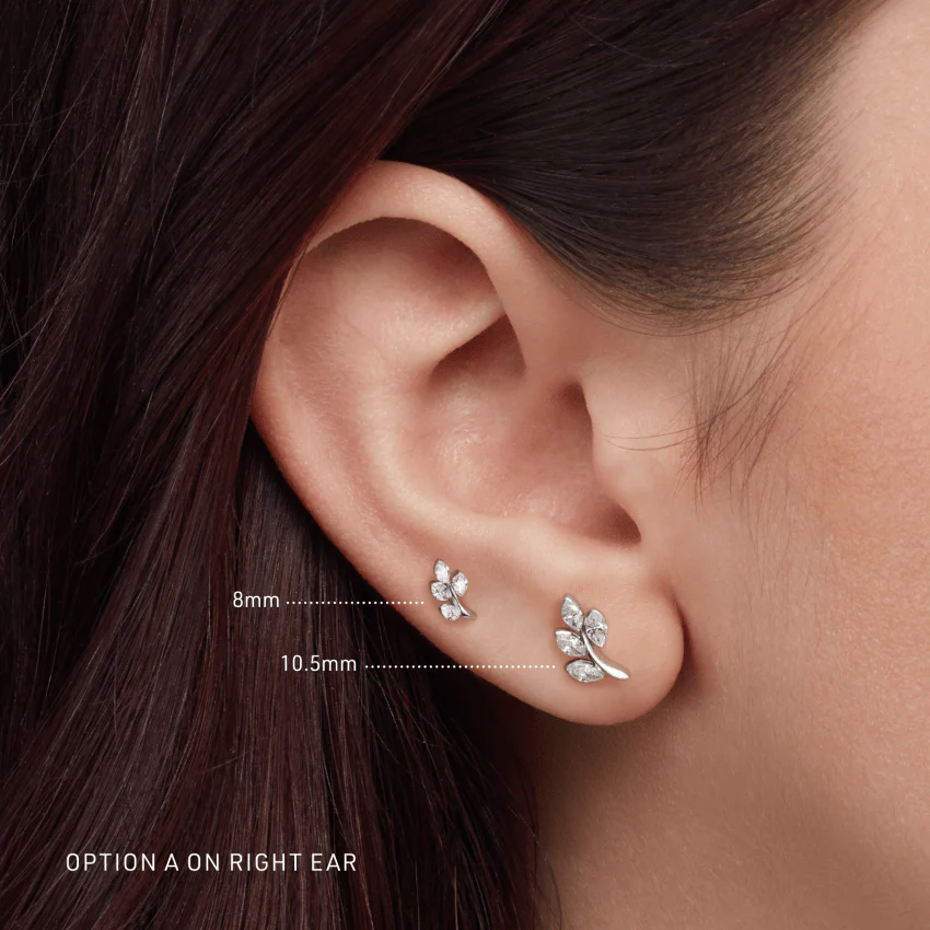 Diamond Vine Threaded Stud Earring With Titanium Backing - Image 8