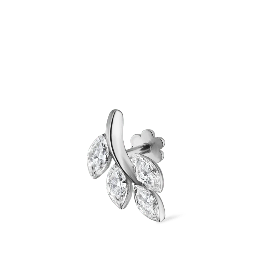 Diamond Vine Threaded Stud Earring With Titanium Backing - Image 10