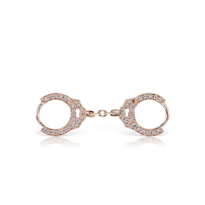 Double-sided Diamond Handcuff Hoop Earring with Short Chain - Image 15