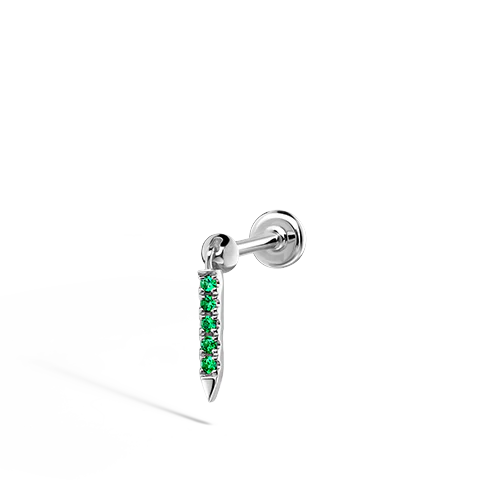 Emerald Eternity Bar Charm Threaded Stud Earring
