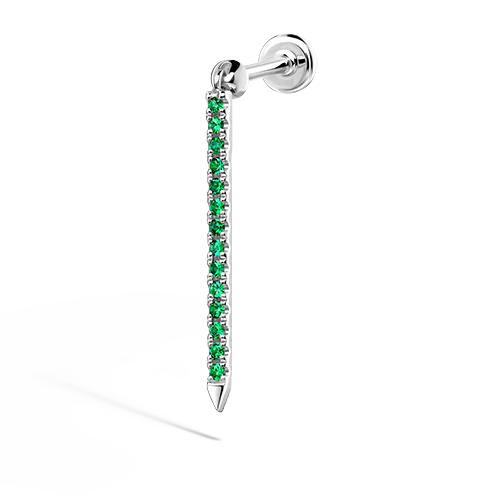 Emerald Eternity Bar Charm Threaded Stud Earring With Titanium Backing - Image 8