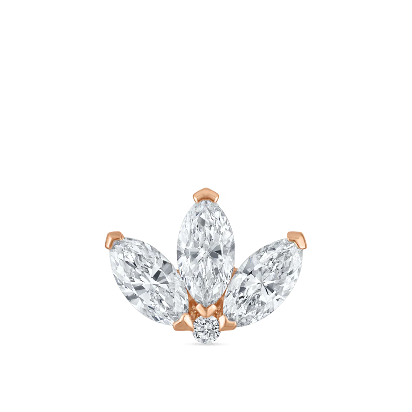 Engraved Diamond Lotus Stud Earring - Image 34