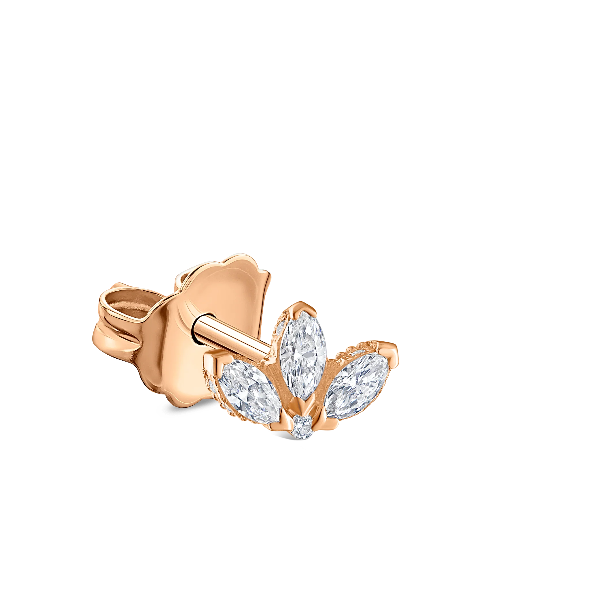 Engraved Diamond Lotus Stud Earring - Image 35