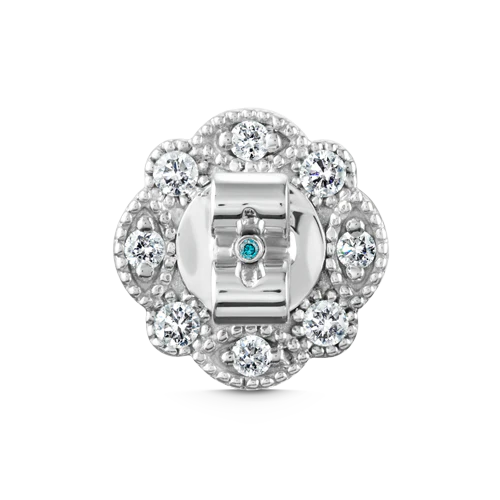 Engraved Pink Oval Diamond Stud Earring - Image 5