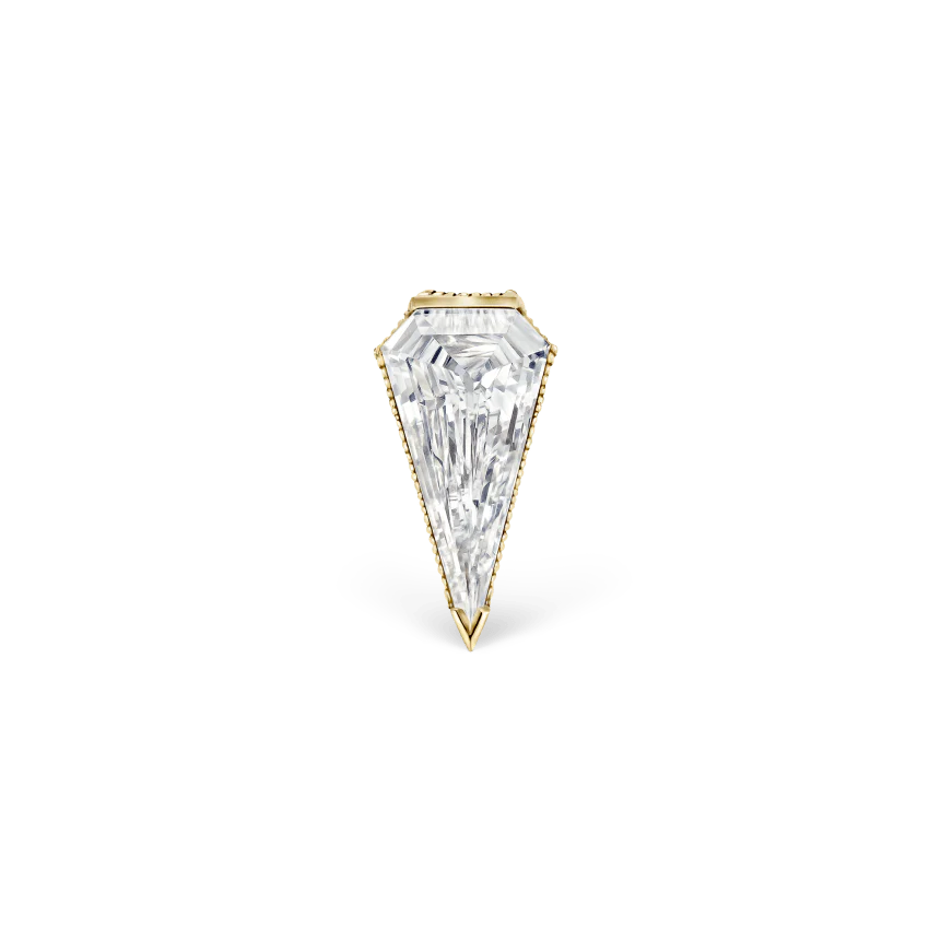 Engraved Silhouette Diamond Threaded Stud Earring - Image 6