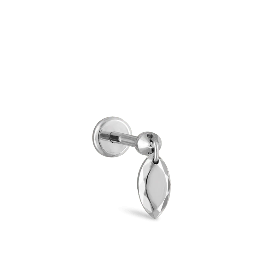 Faceted Gold Marquise Threaded Charm Earring - Image 2