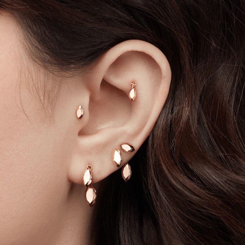 Faceted Gold Marquise Threaded Charm Earring - Image 32