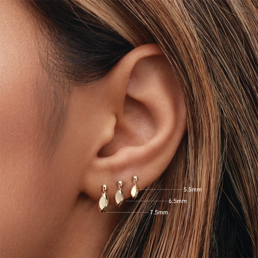 Faceted Gold Marquise Threaded Charm Earring - Image 5