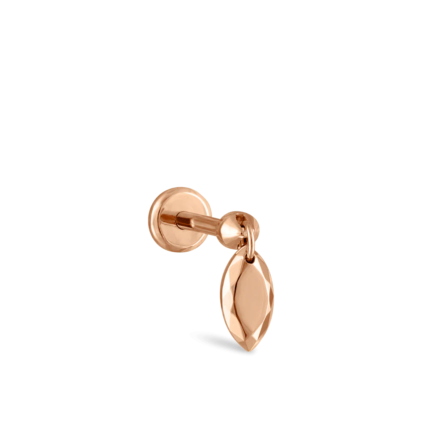 Faceted Gold Marquise Threaded Charm Earring With Titanium Backing - Image 33