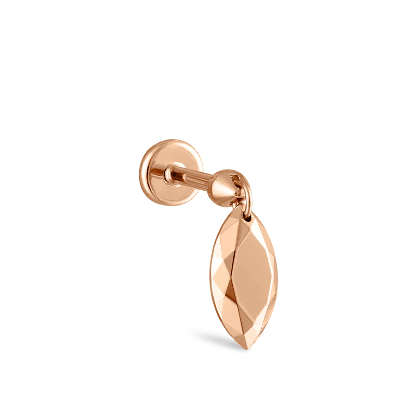 Faceted Gold Marquise Threaded Charm Earring With Titanium Backing - Image 41