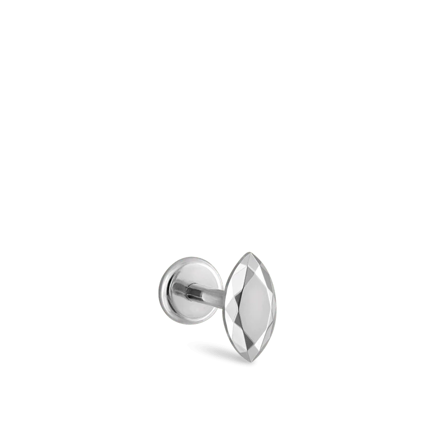 Faceted Gold Marquise Threaded Stud Earring - Image 3