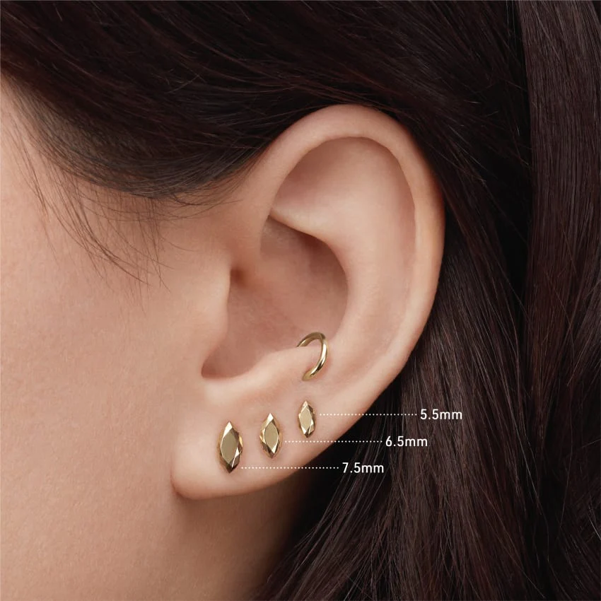 Faceted Gold Marquise Threaded Stud Earring - Image 30