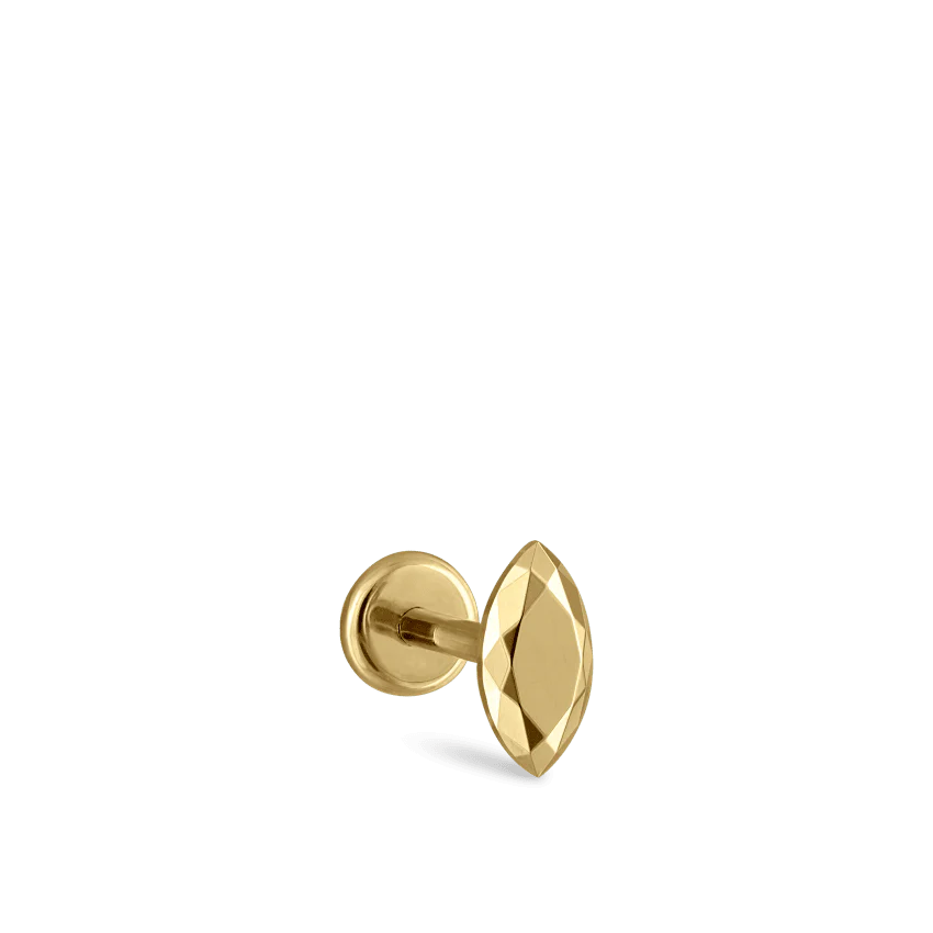 Faceted Gold Marquise Threaded Stud Earring With Titanium Backing - Image 17