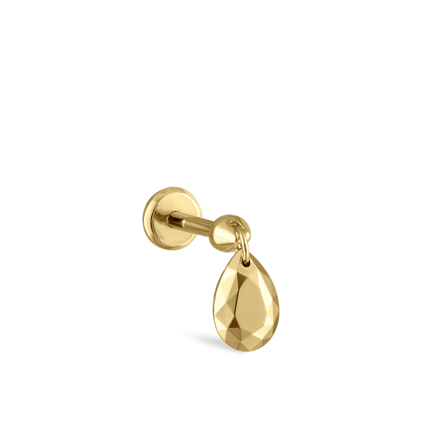 Faceted Gold Pear Threaded Charm Earring - Image 16