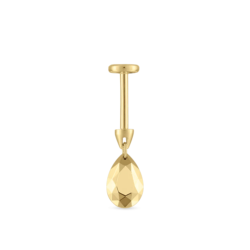 Faceted Gold Pear Threaded Charm Earring - Image 22
